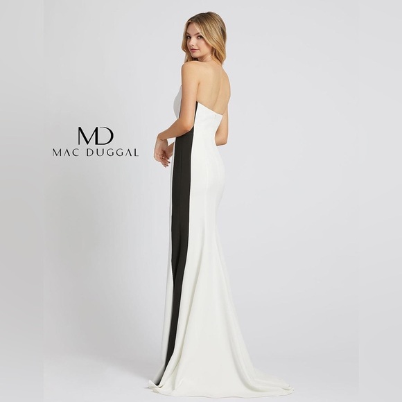 NWT Mac Duggal White and Black Evening Gown Size 12 Style 49003 Prom HoCo Formal - Picture 9 of 11
